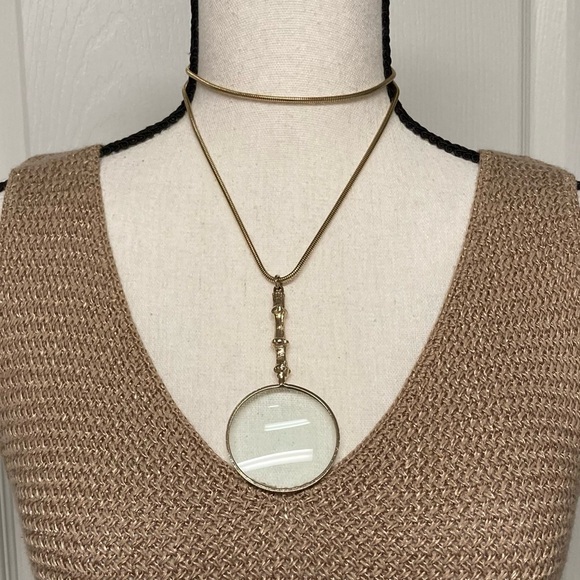 EUC Rare Vintage Accessocraft NYC Magnifying Glass Pendant Gold Tone Metal - Picture 4 of 13